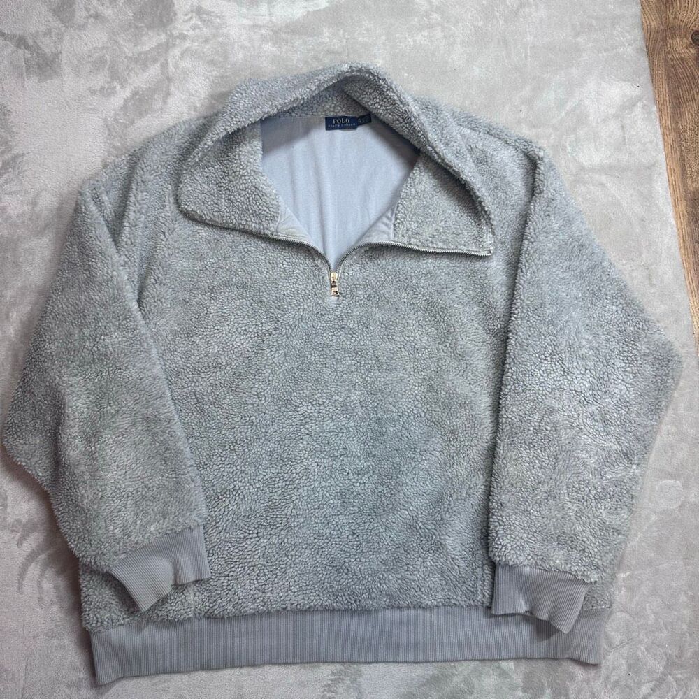 Polo Ralph‎ Lauren~Women’s~Faux Fur Sherpa Fleece 1/4 Zip Jacket Pullover~Sz XL